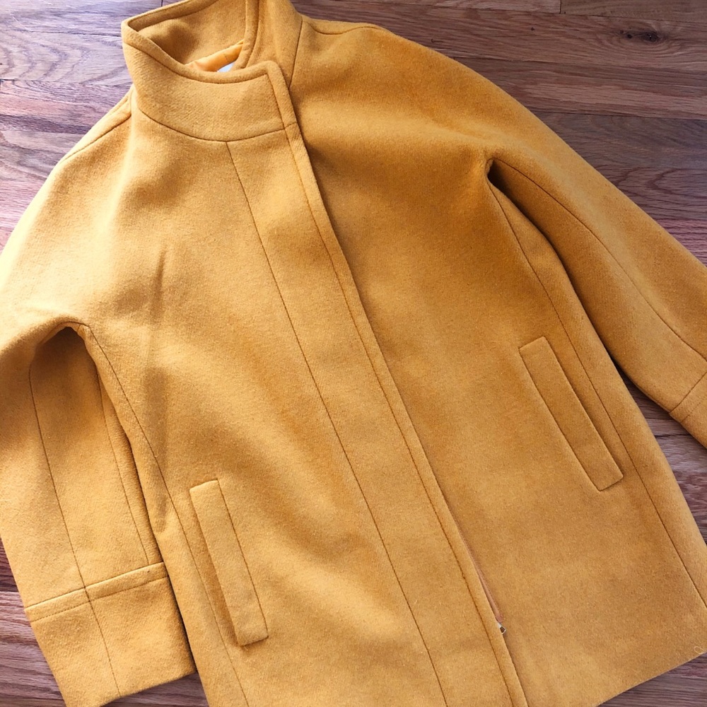 NWT J. Crew Factory City Coat in Bronzed Ochre Yellow